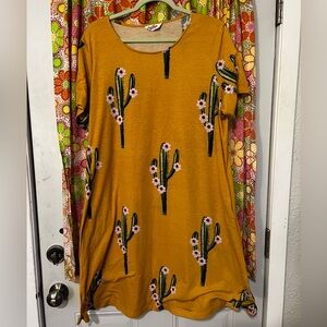 Western Tshirt cactus dress with pockets
